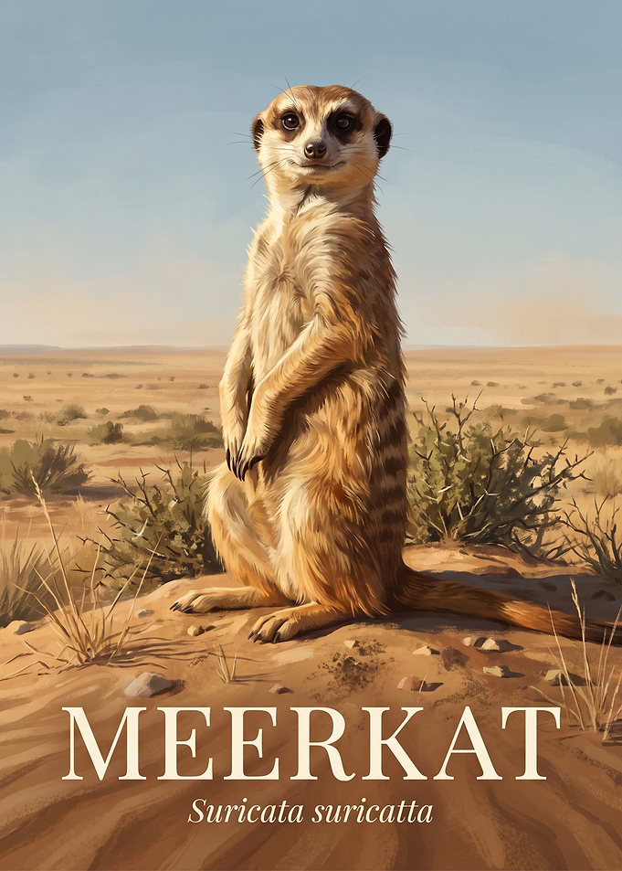Meerkat Wildlife Illustration Poster