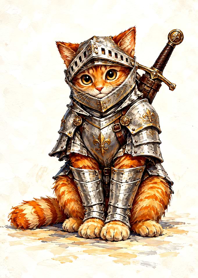 Orange Tabby Cat Knight in Armor