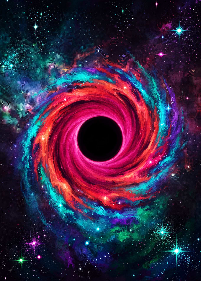 Vibrant Colorful Spiral Black Hole