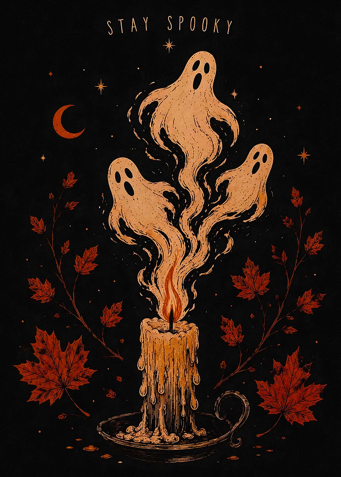 Stay Spooky Ghost Candle Illustration