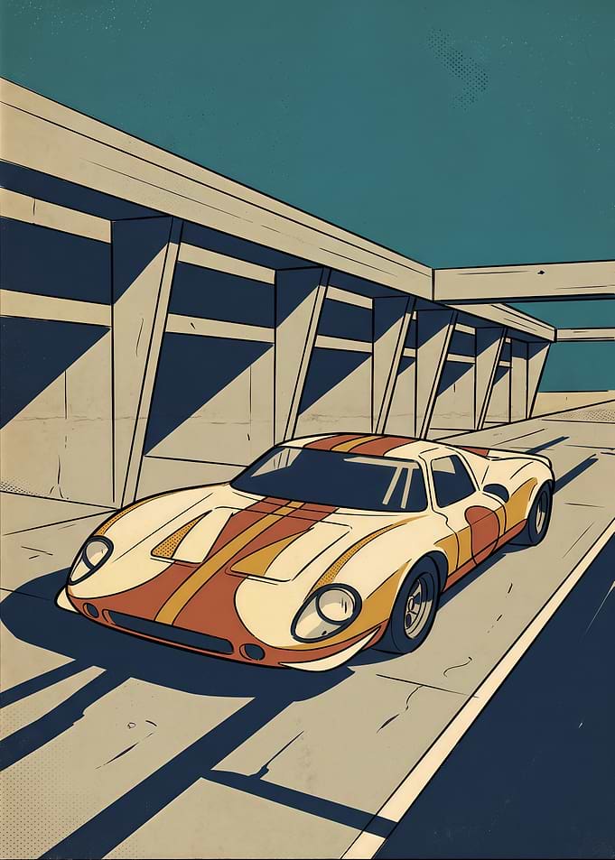 Vintage Racing Car Illustration