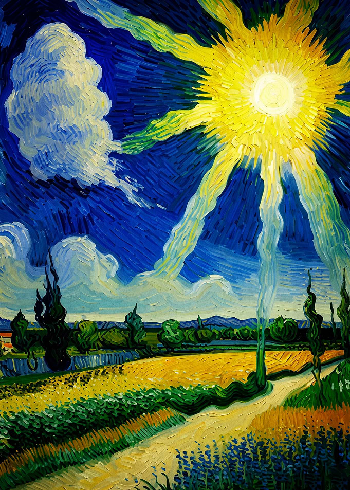 Sun Landscape Oil Painting Poster
