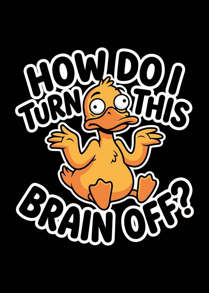 Funny Confused Duck Brain Off Graphic