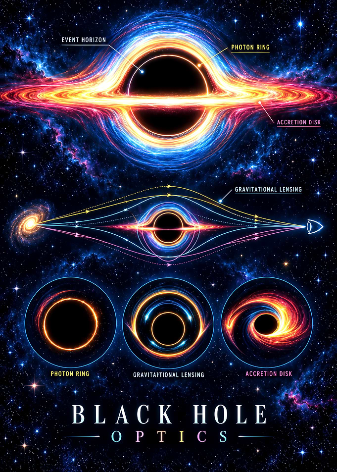 Black Hole Optics Educational Infographic