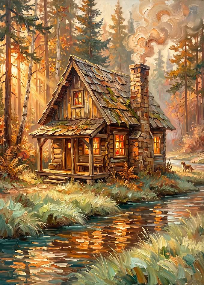 Cozy Log Cabin by the Stream