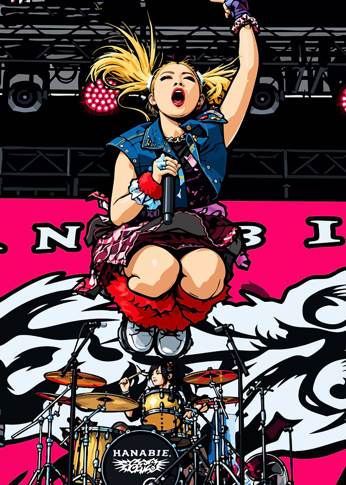 Hanabie Band Live Performance Illustration