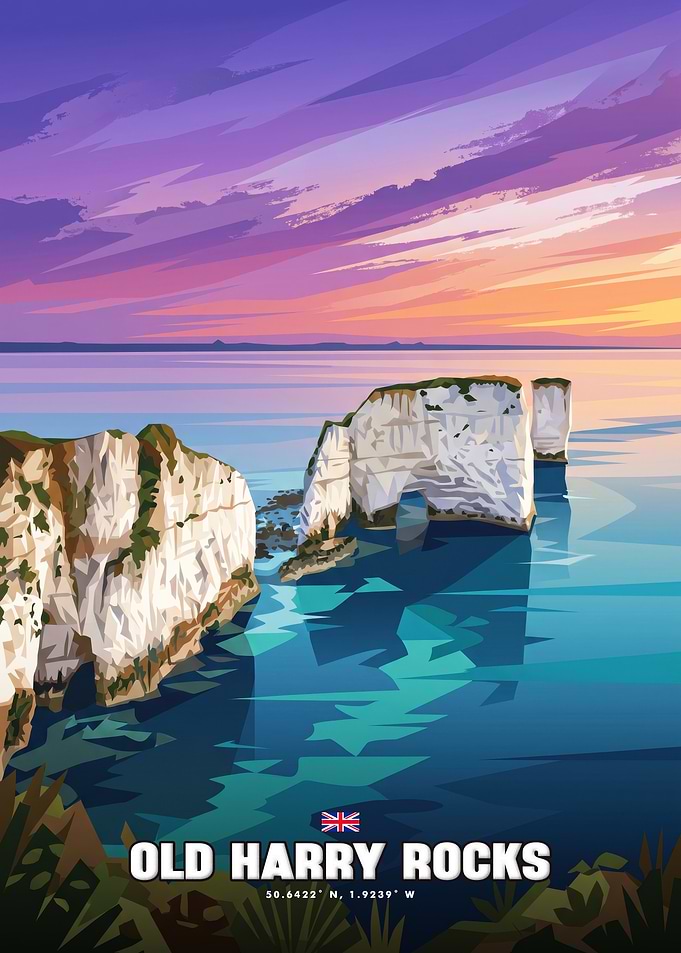 Old Harry Rocks Travel Poster