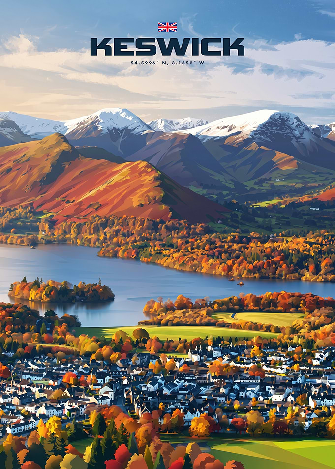 Keswick Lake District Travel Poster