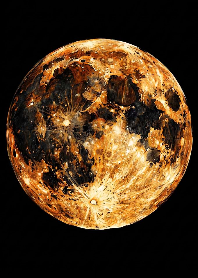 Golden Textured Moon Illustration