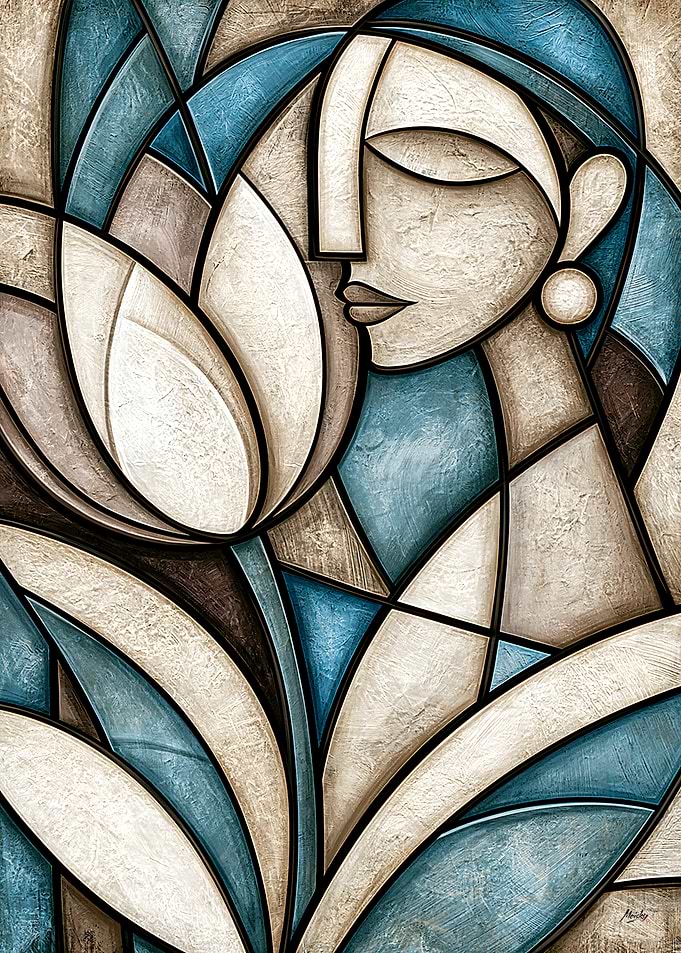 Botanical Muse in Ivory and Teal