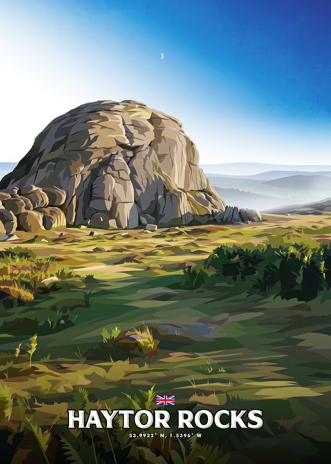 Haytor Rocks Dartmoor Travel Poster