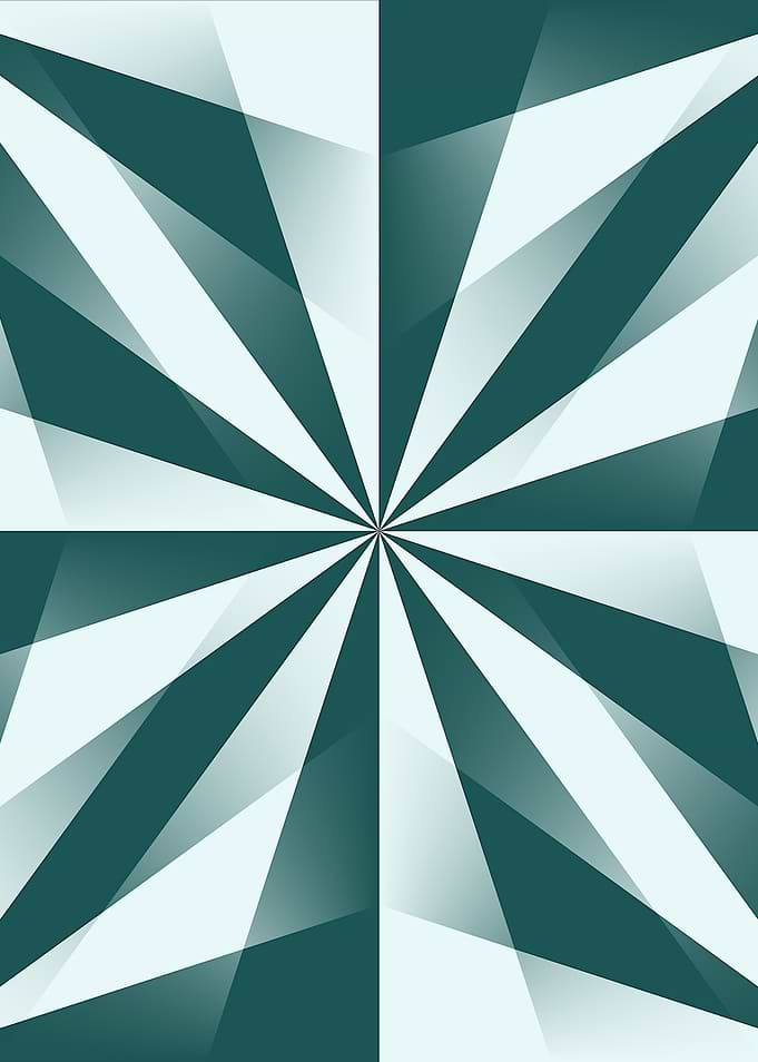 Geometric Teal and White Starburst Pattern