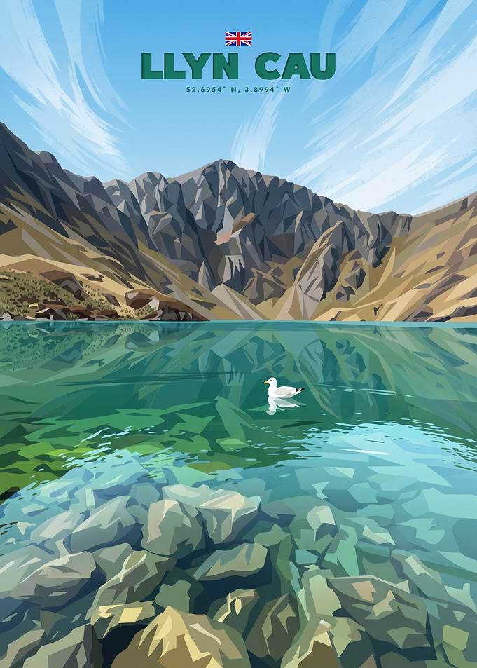 Llyn Cau Wales Travel Poster