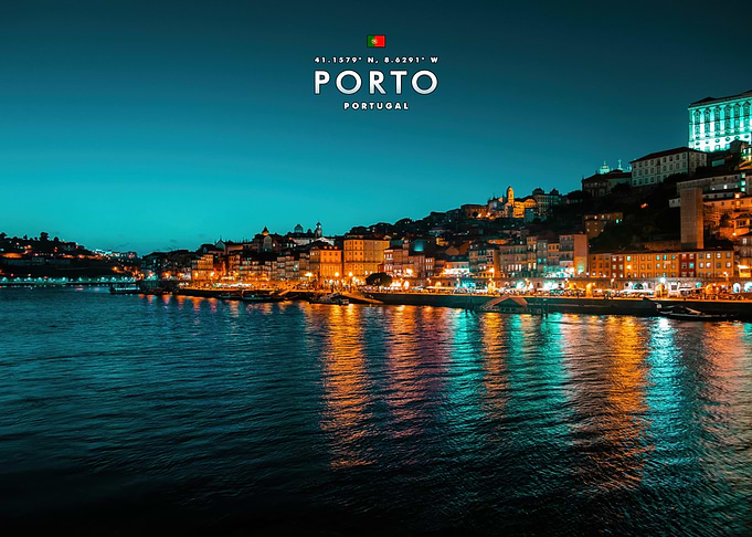 Night View of Porto Portugal