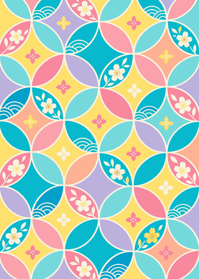 Shippo Bloom - Colorful Japanese Floral Circle Pattern