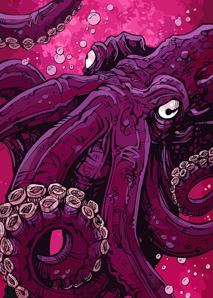Intense Purple Octopus Illustration