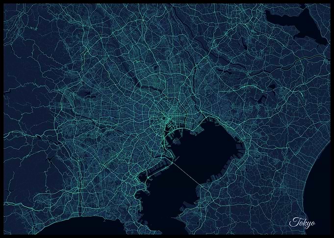 Tokyo City Tactical Map Art
