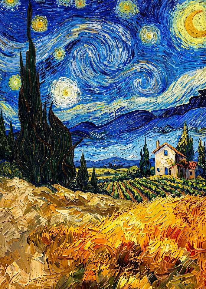 Starry Night Cypress Oil Painting A
