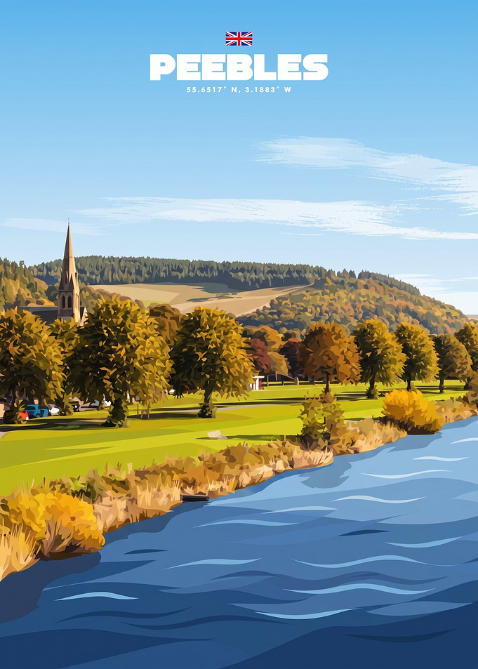 Peebles Scotland Travel Poster