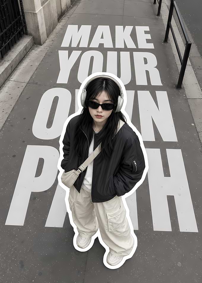 Stylish Young Woman Street Fashion