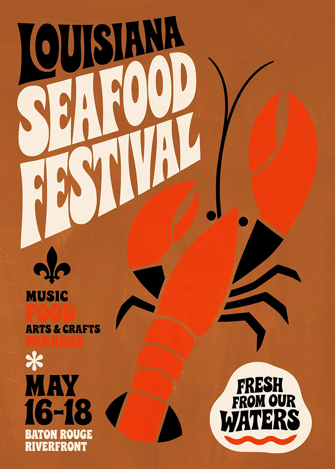 Louisiana Seafood Festival Vintage Poster