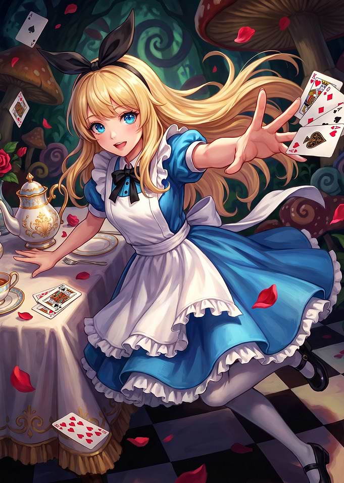 Anime Style Alice in Wonderland Illustration