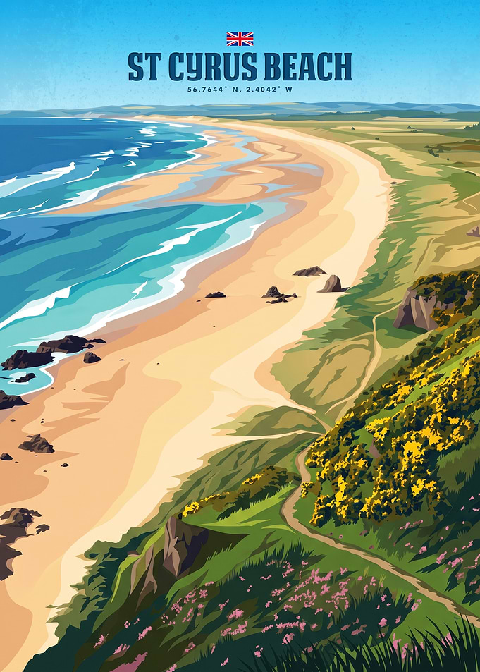 St Cyrus Beach Travel Poster