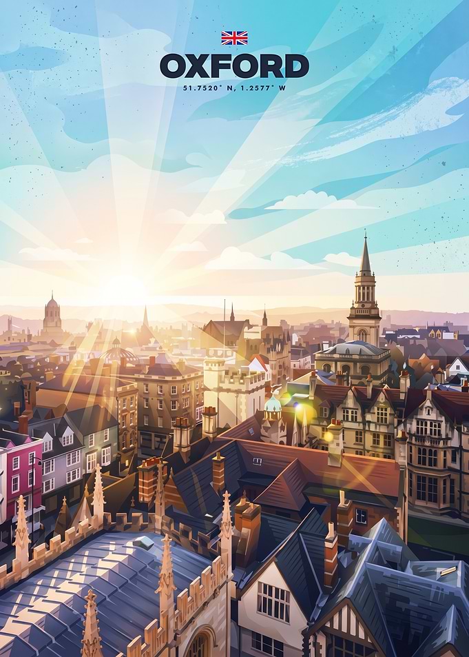 Oxford Cityscape Travel Poster