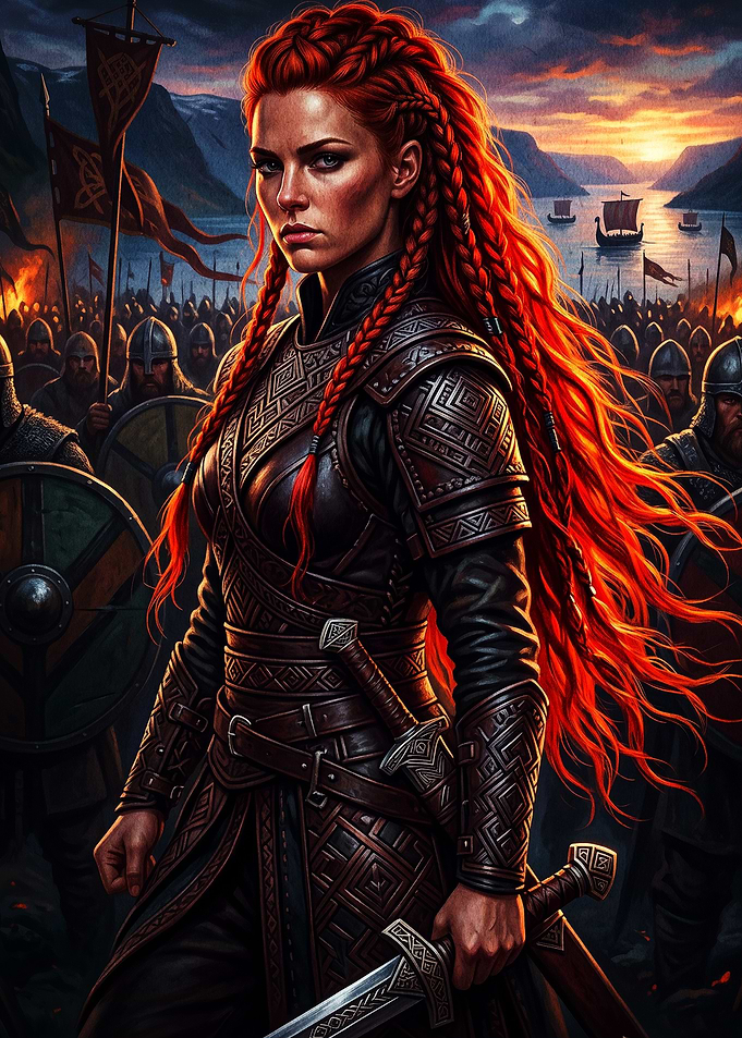 Fierce Viking Shieldmaiden Warrior