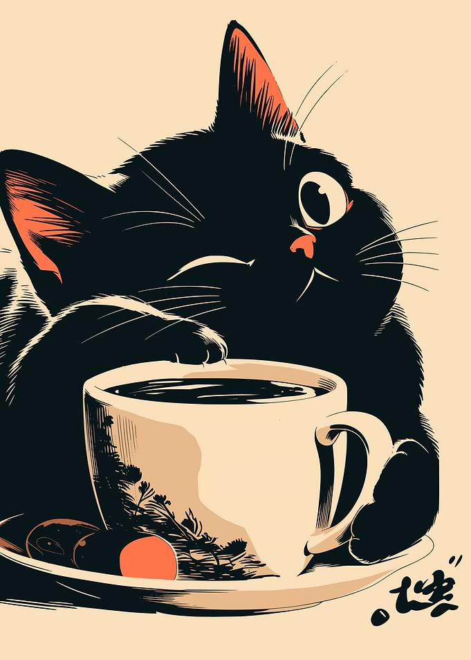 Retro Cafe Black Cat Coffee