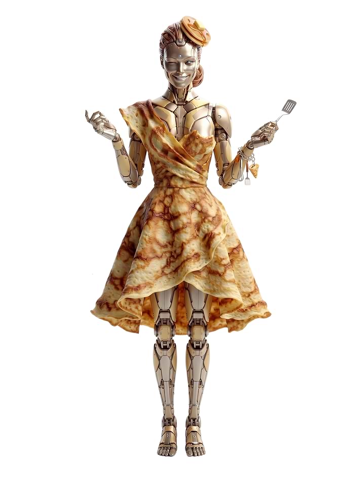 Robot Chef Wearing a Pancake Dress