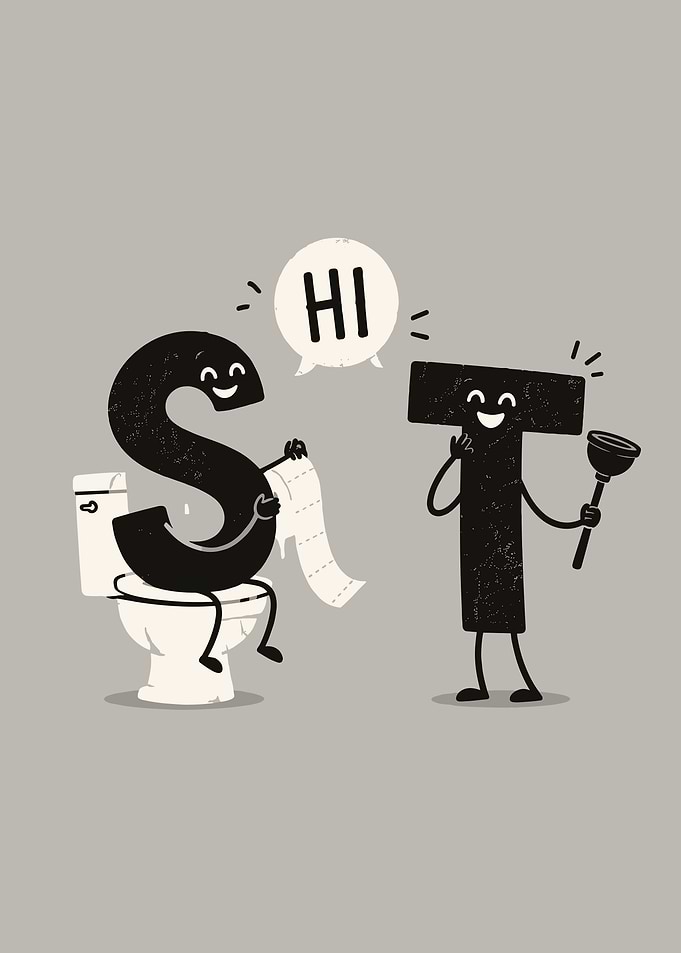 Funny Alphabet Characters Toilet Humor