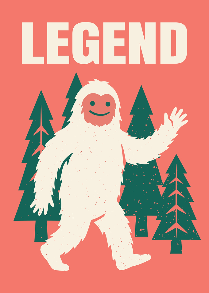 Friendly Bigfoot Legend Retro Minimalist Poster