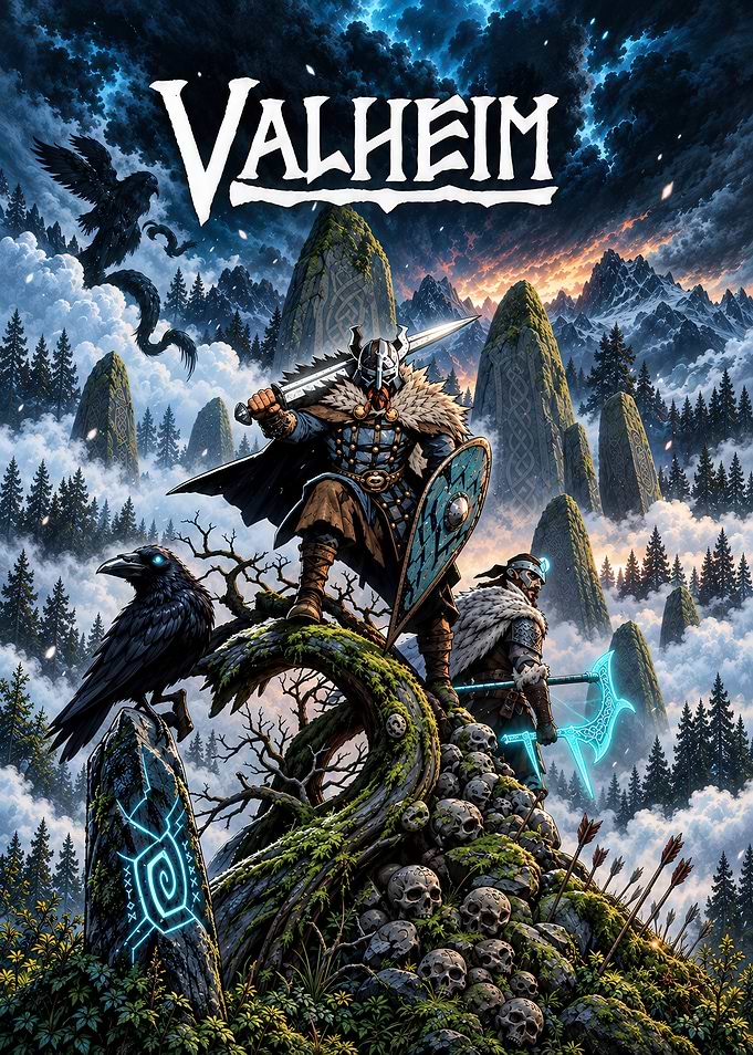 Valheim Viking Warriors Fantasy Poster