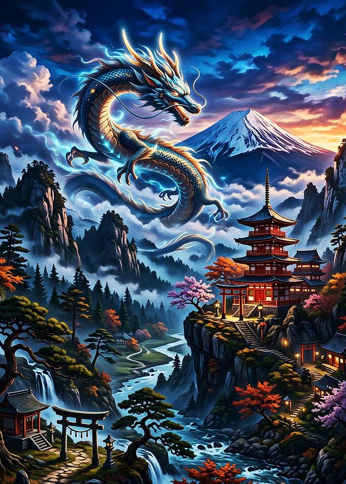 Celestial Dragon Over Mount Fuji