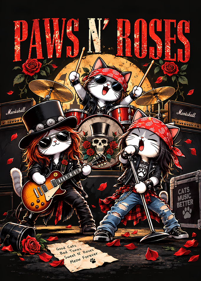 Paws N' Roses Rock Band Cats