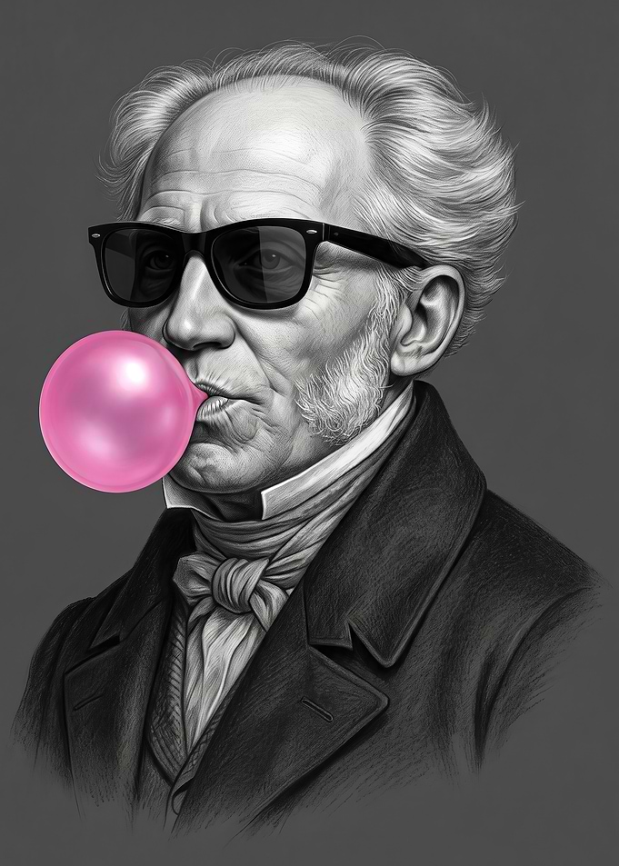 Arthur Schopenhauer Blowing Bubble Gum