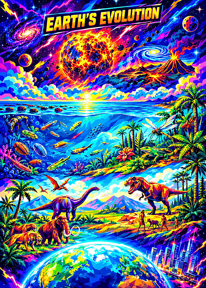 Earth's Evolution Psychedelic Poster