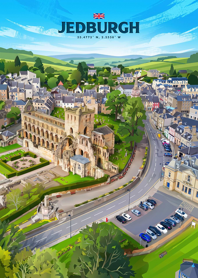 Jedburgh Scotland Travel Poster