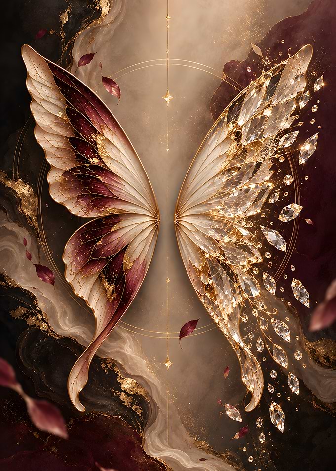 Ethereal Crystal Butterfly Wings Art