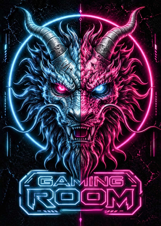 Neon Dragon Head Gaming Room
