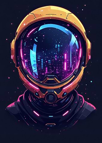 Neon Cyberpunk Astronaut - Futuristic Space Guardian