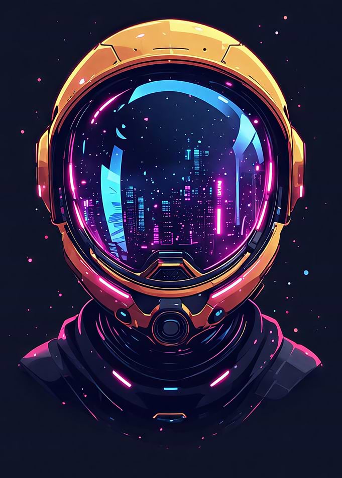 Neon Cyberpunk Astronaut - Futuristic Space Guardian
