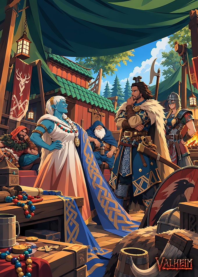 Valheim Viking Market Scene