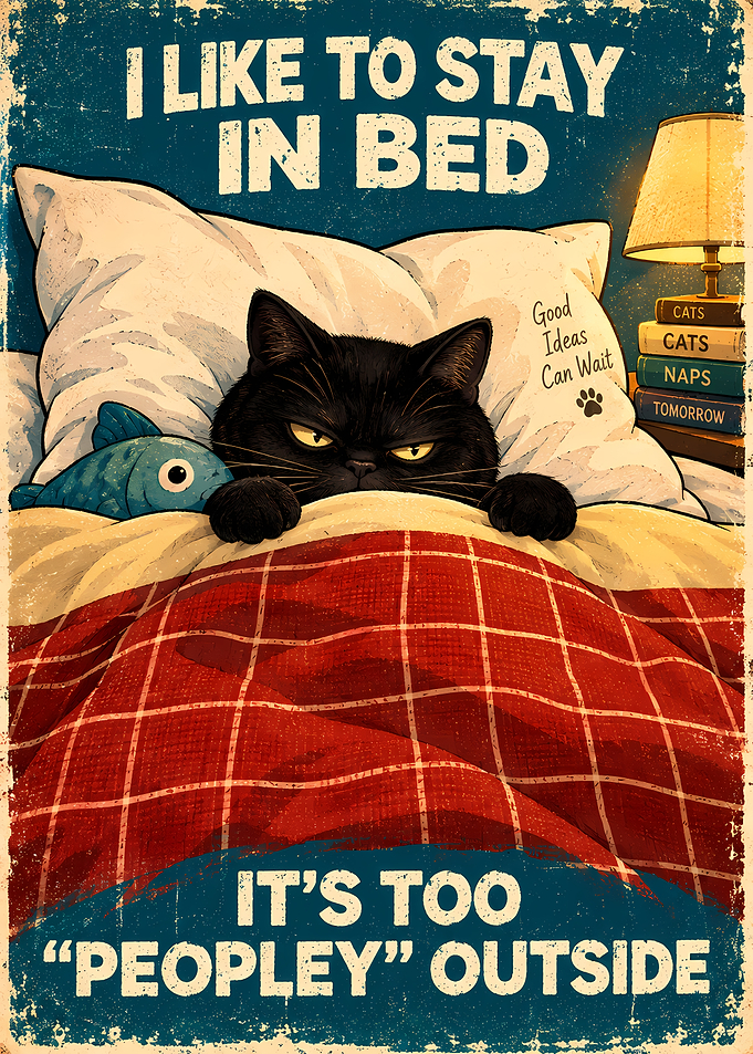 Grumpy Cat Staying in Bed Poster