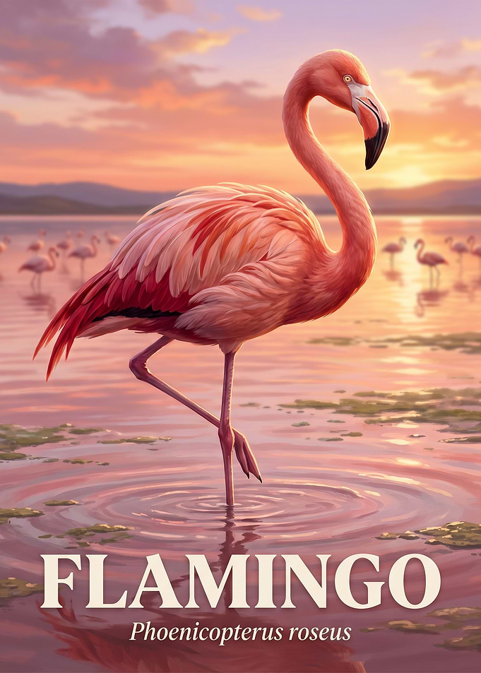 Elegant Flamingo at Sunset Poster