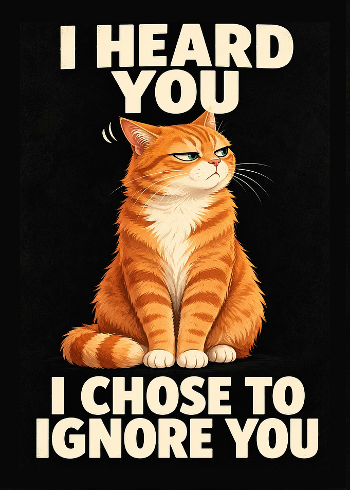 Funny Ignoring Cat Poster