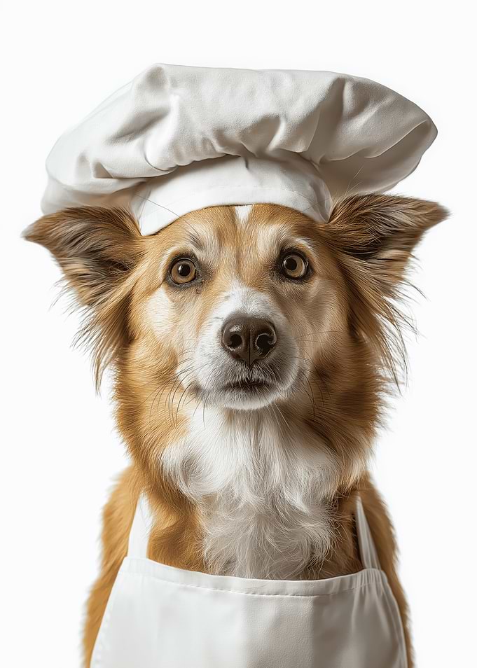 Cute Norwegian Lundehund Dog Wearing Chef Hat