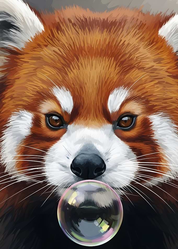 Red Panda Blowing a Bubble