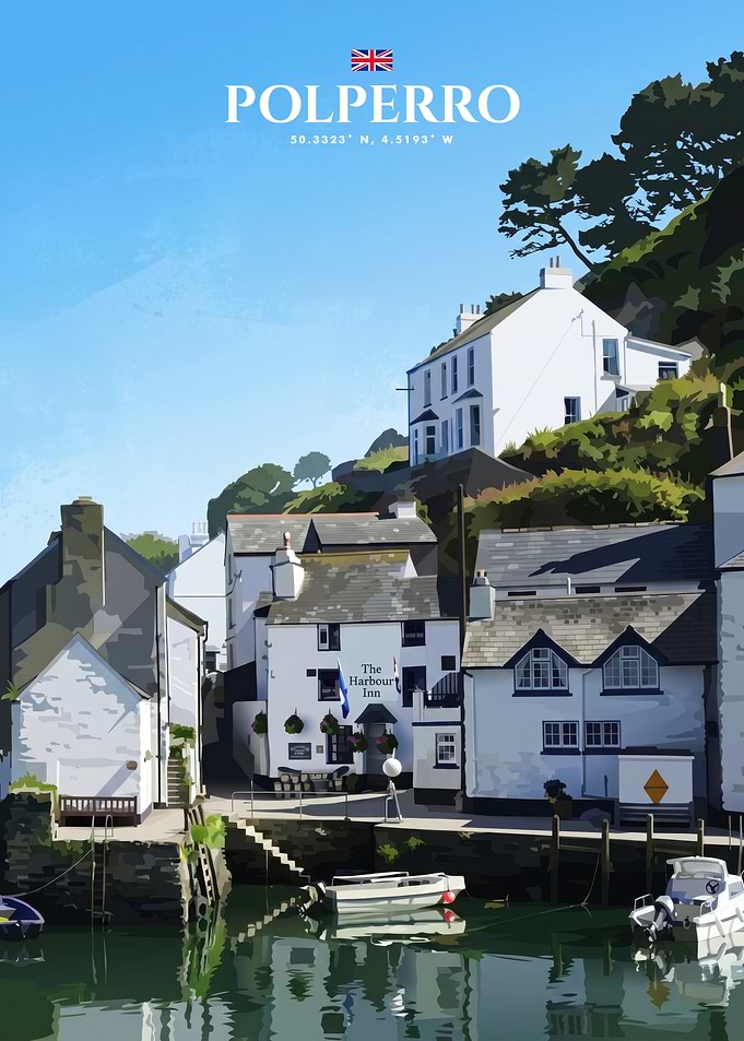 Polperro Harbour Travel Poster